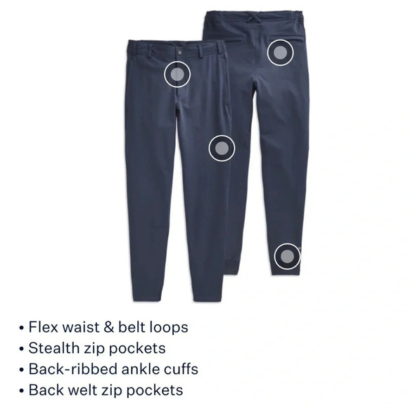 Mack Weldon Radius Flex Jogger Pants Size XXL Gray Stretch Zipper Pockets Hiking - Picture 3 of 9